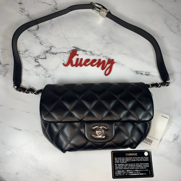 ❌❌ CHANEL Uniform CC calfskin leather black quilted Bumbag waist crossbody bag - Picture 2 of 15